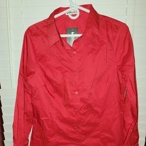 New! Red button down dress shirt, DOUBLJU, size XL